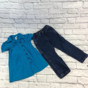 Girls Size 5T Wrangler Jeans and Size 5 Blue Dress